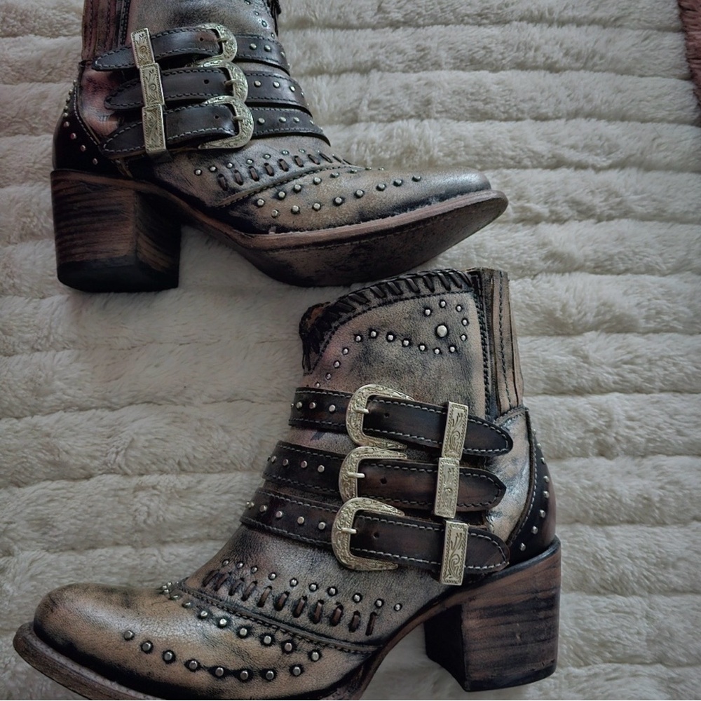 Freebird Distressed Studded Ankle Boots